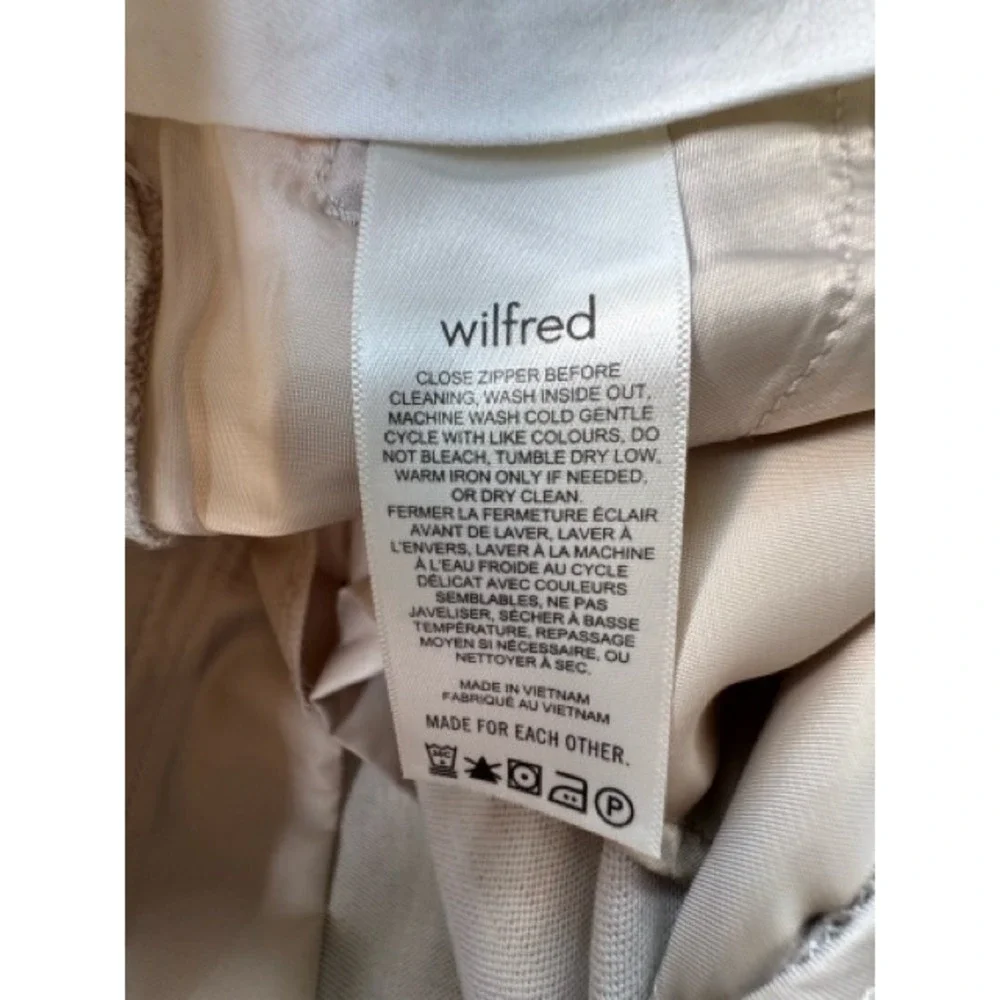 Wilfred Aritzia The Effortless Pant Linen Tencel Wide Leg Beige Trousers Size 8
